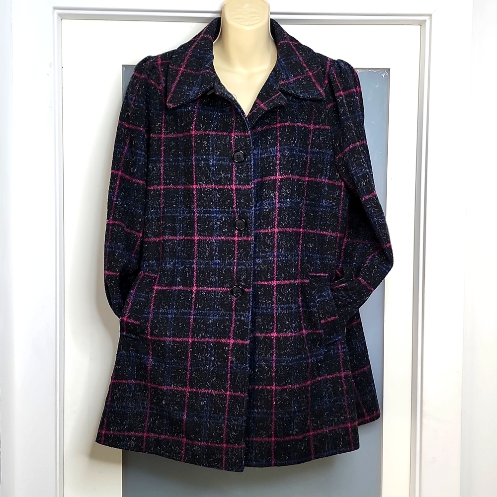 LADIES MIDFRIFT JACKET, BLACK CHECKERED, SIZE M-L